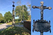 Křížek v obci Metly